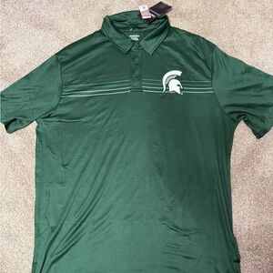 ⭐️ 3/$20 NWT Michigan state University Green Polo Shirt w/Spartan Logo, size xl